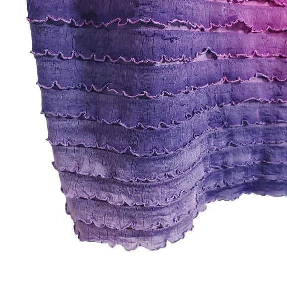 Essentials Size 2X Top Tee Tie Dye Striped Ruffle Ombre Gradient Stretch V Neck - Picture 7 of 9